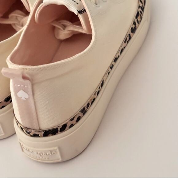 Kate Spade Kaia Cream and Leopard Print Women's Canvas Sneakers size 9.5 - Picture 7 of 11